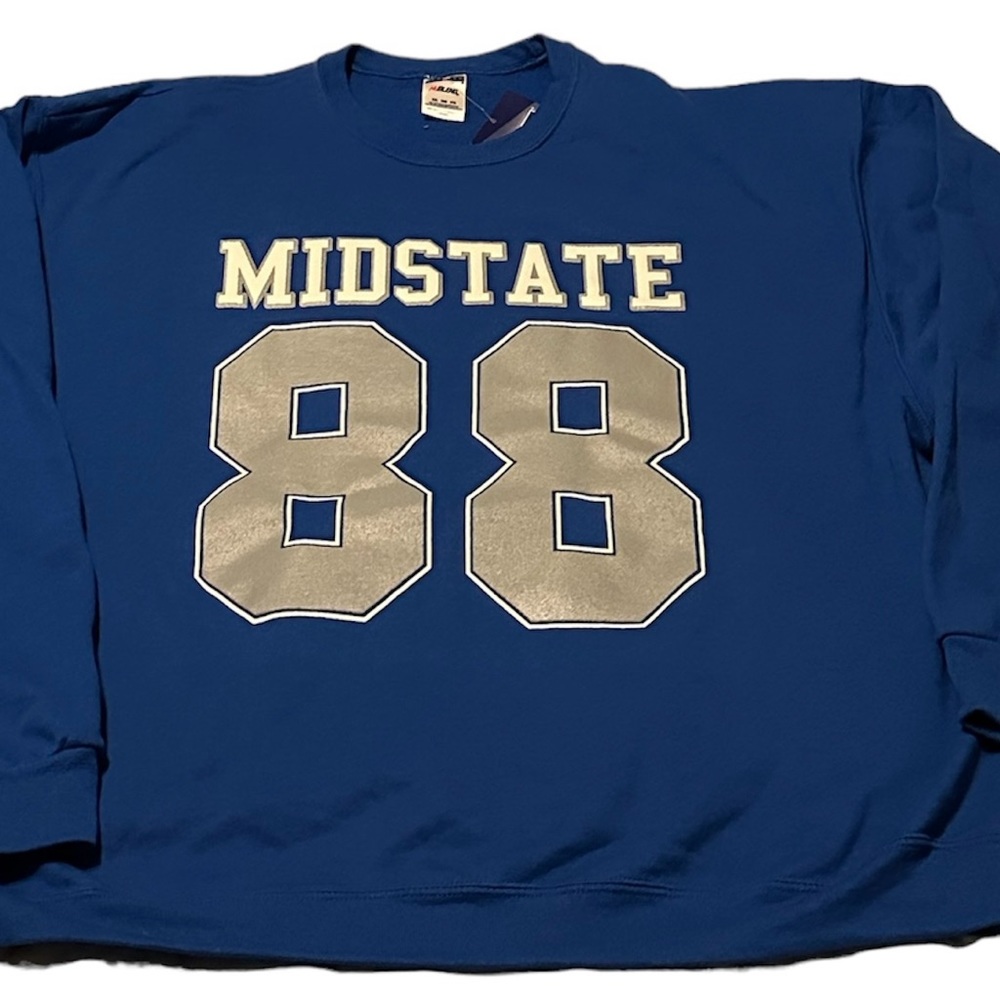 Midstate 88 Deadstock Royal Blue Crewneck Sweatshirt Sz 2XL XXL NWT Jerzees